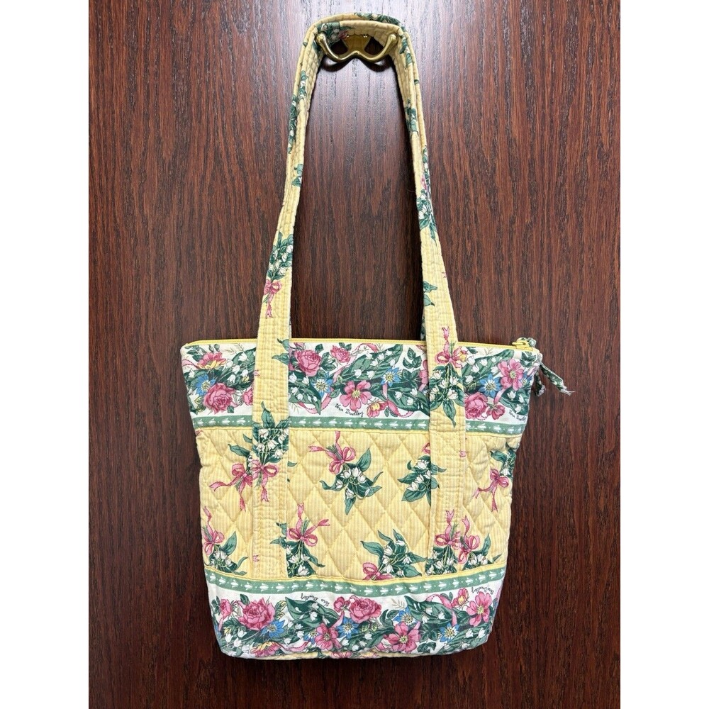Vintage Vera Bradley Villager Tote Hope Yellow Floral Retired Quilted Bag - Picture 6 of 12